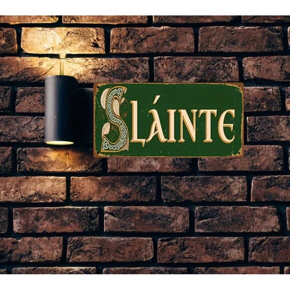 Vintage Irish “Sláinte" Cheers Metal Sign – Pub Wall Decor - Picture 2 of 4